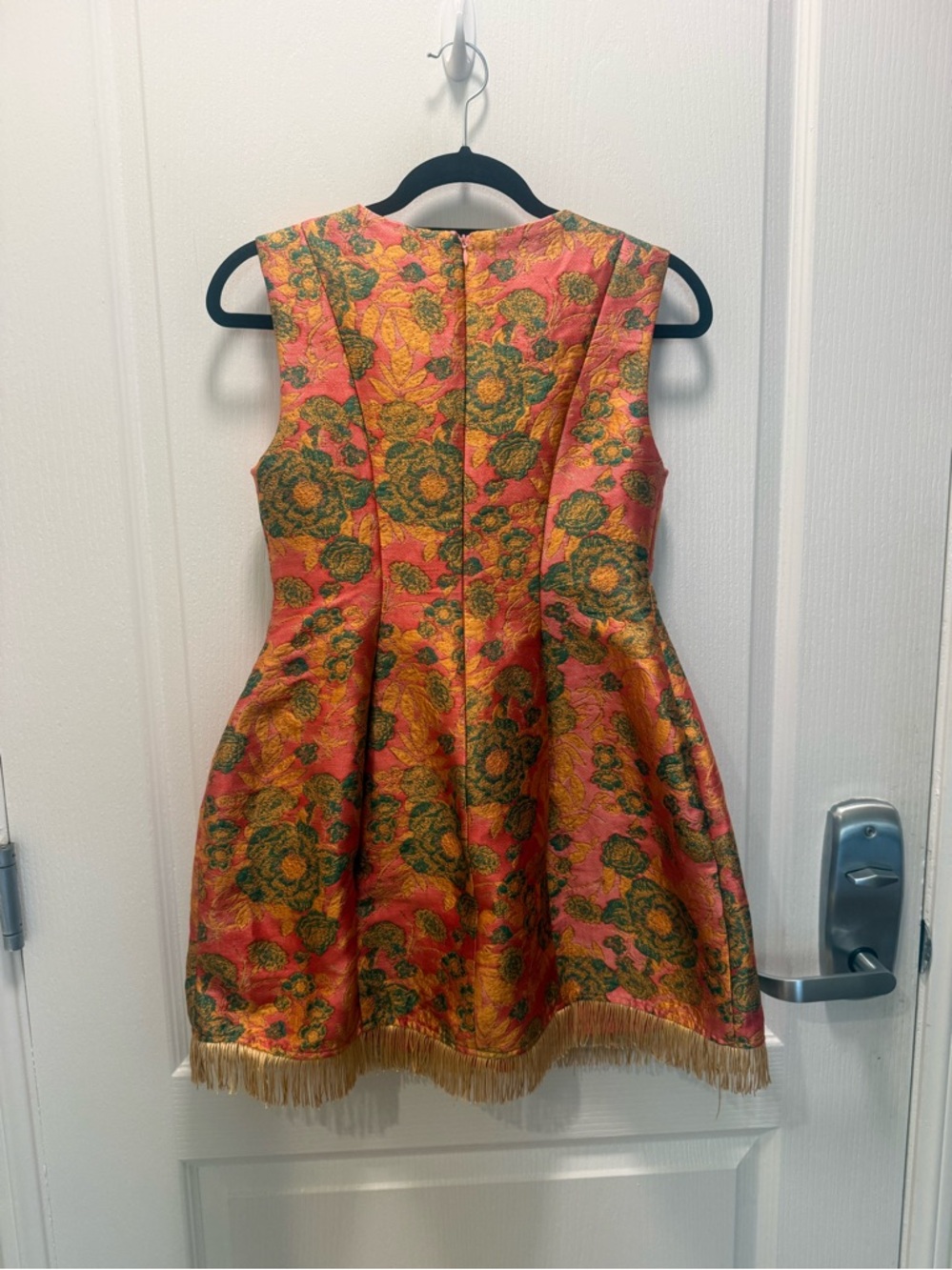 Maude Club Felicity Floral Jacquard fringe mini Dress in Berry size S NWT - Picture 7 of 8